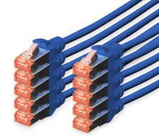 DIGITUS Professional CAT 6 S/FTP Patch-Kabel 0,25m RJ-45 (M) 10er Pack blau