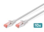 Digitus CAT 6 S-FTP Patchkabel, Cu, LSZH AWG 27/7, Länge 0,5 m, 10 Stück, Grau