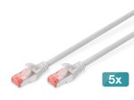 Digitus CAT 6 S-FTP Patchkabel, Cu, LSZH AWG 27/7, Länge 15 m, 5 Stück, Grau