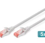 Digitus CAT 6 S-FTP Patchkabel, Cu, LSZH AWG 27/7, Länge 15 m, 5 Stück, Grau