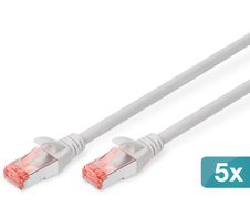 Digitus CAT 6 S-FTP Patchkabel, Cu, LSZH AWG 27/7, Länge 15 m, 5 Stück, Grau