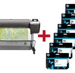 HP DesignJet T1700dr Großformatdrucker Plotter inkusive zusätzlichem HP Tintenset 730