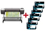 HP DesignJet T1700dr Großformatdrucker Plotter inkusive zusätzlichem HP Tintenset 730