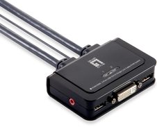 LevelOne KVM-0260 2-Port USB DVI-D Single Link Cable KVM Switch, audio support