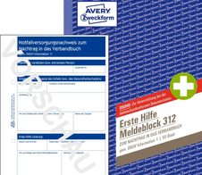 AVERY Zweckform Erste Hilfe Meldeblock Formularbuch 312 - 1 x 50 Blatt