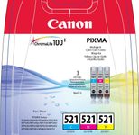 Canon Original Tintenpatronen CLI-521 Multipack cyan, magenta, gelb 446 Seiten 9ml (2934B007)
