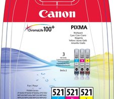 Canon Original Tintenpatronen CLI-521 Multipack cyan, magenta, gelb 446 Seiten 9ml (2934B007)