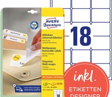 AVERY Zweckform Etiketten L6025REV-25 weiß 63,5 x 46,6 mm