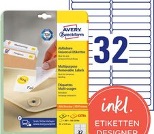 AVERY Zweckform Etiketten L6031REV-25 weiß 96,0 x 16,9 mm
