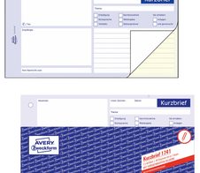 AVERY Zweckform Formularbuch Kurzbrief 1/3 DIN A4 2x 40 Seiten