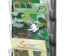 PAPERFLOW Integral Wandprospekthalter DIN A4 4-Fach  silber, transparent