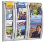 PAPERFLOW Kompakt Wandprospekthalter DIN A4 hoch 4-Fach  silber