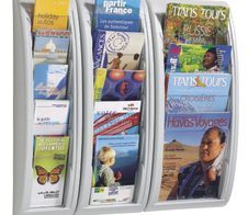 PAPERFLOW Kompakt Wandprospekthalter DIN A4 hoch 4-Fach  silber