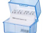 HAN A8 Karteikasten DIN A8 300 Karteikarten blau-transparent