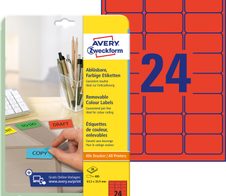 AVERY Zweckform Etiketten L6034-20 rot 63,5 x 33,9 mm