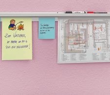 Catch-ball Infoboard Klemmleiste 100 cm selbstklebend, Wandmontage silber