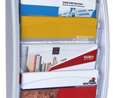 PAPERFLOW Kompakt Wandprospekthalter DIN A4 quer 4-Fach  silber