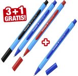 Schneider Kugelschreiber Slider Edge blau Schreibfarbe farbsortiert, 3 St. + GRATIS 1 St.
