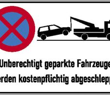 SafetyMarking® Verbotsschild Absolutes Halteverbot, unberechtigt geparkte Fahrzeuge werden kostenpflichtig abgeschleppt 60 cm x 40 cm