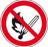 SafetyMarking® Verbotsaufkleber Keine offene Flamme, Feuer, offene Zündquelle und Rauchen verboten 20 cm