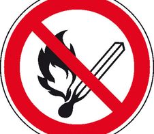 SafetyMarking® Verbotsaufkleber Keine offene Flamme, Feuer, offene Zündquelle und Rauchen verboten 20 cm