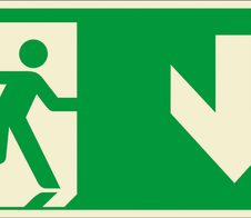 SafetyMarking® Rettungszeichen-Aufkleber Notausgang rechts, abwärts 30 cm x 15 cm