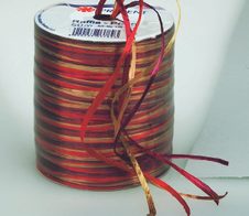 PRÄSENT Geschenkband Raffia-Pearl 3 mm x 50 m rot/gold