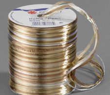 PRÄSENT Geschenkband Raffia-Pearl 3 mm x 50 m braun/beige/gold