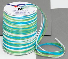 PRÄSENT Geschenkband Multi-Raffia 3 mm x 50 m blau/grün/weiß