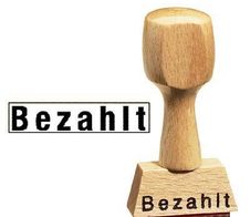 Textstempel "BEZAHLT"
