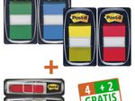 Post-it® Index Haftmarker farbsortiert 4x 50 Streifen + GRATIS 2x Index-Pfeile à 24