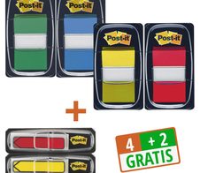 Post-it® Index Haftmarker farbsortiert 4x 50 Streifen + GRATIS 2x Index-Pfeile à 24