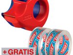 tesa Klebefilmabroller Mini-Abroller rot/blau + GRATIS 2 Rollen tesafilm Kristall-Klar, 10,0m x 15,0mm (LxB)