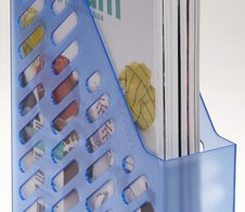 Stehsammler Polystyrol blau-transparent , DIN C4