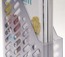 Stehsammler Polystyrol grau-transparent , DIN C4