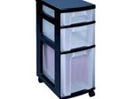 Really Useful Box Aufbewahrungsbox 1x 7,0 l + 1x 12,0 l + 1x 25,0 l - 30,0 x 42,0 x 69,0 cm transparent, schwarz