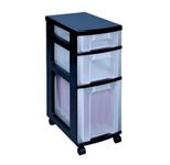 Really Useful Box Aufbewahrungsbox 1x 7,0 l + 1x 12,0 l + 1x 25,0 l - 30,0 x 42,0 x 69,0 cm transparent, schwarz