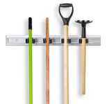 relaxdays Wandleiste mit 4 Gerätehaltern silber, schwarz