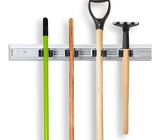 relaxdays Wandleiste mit 4 Gerätehaltern silber, schwarz