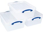 Really Useful Box Aufbewahrungsboxen 3x 23,5 l - 50,0 x 39,5 x 19,5 cm transparent