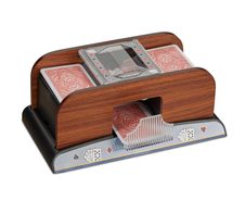 relaxdays Kartenmischgerät elektrisch, Holzoptik