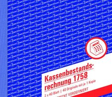 AVERY Zweckform Formularbuch Kassenbericht/Bestandsrechnung DIN A5 2x 40 Seiten