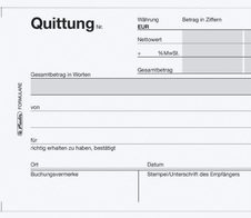 herlitz Formularbuch Quittung, MwSt. separat ausgewiesen DIN A6 1x 50 Seiten