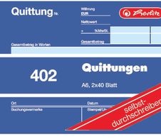 herlitz Formularbuch Quittung mit MwSt. separat ausgewiesen DIN A6 quer 2x 40 Seiten