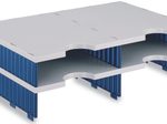 styro Sortierstation DIN C4 4-Fach  grau/blau