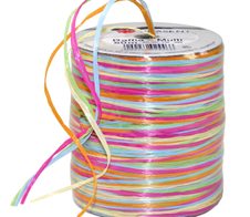 PRÄSENT Geschenkband Multi-Raffia 3 mm x 50 m pink/orange/grün/blau/natur