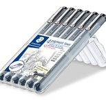 STAEDTLER Pigment Liner 308 Fineliner 0.05 + 0.1 + 0.3 + 0.5 + 0.8 mm Schwarz