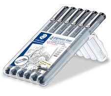 STAEDTLER Pigment Liner 308 Fineliner 0.05 + 0.1 + 0.3 + 0.5 + 0.8 mm Schwarz
