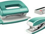 LEITZ Locher und Heftgeräte Set eisblau-metallic