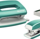LEITZ Locher und Heftgeräte Set eisblau-metallic